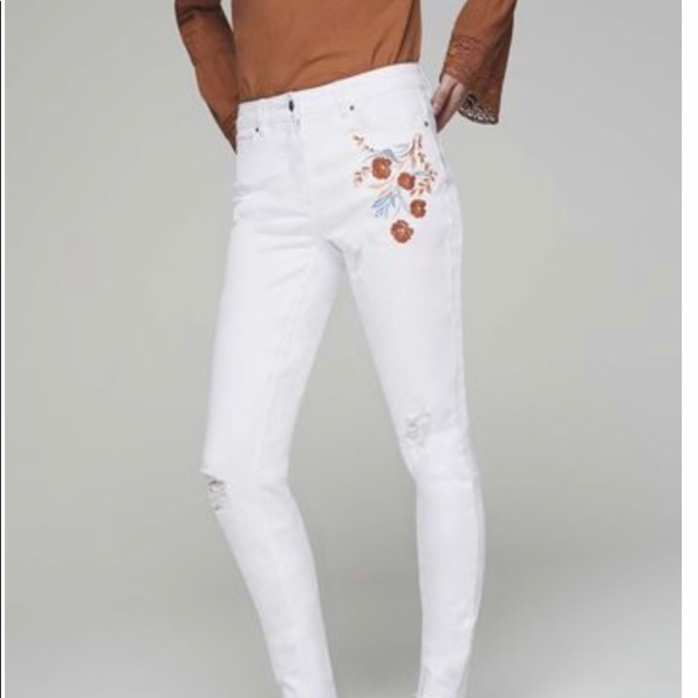 Embroidered ankle grazer jeans